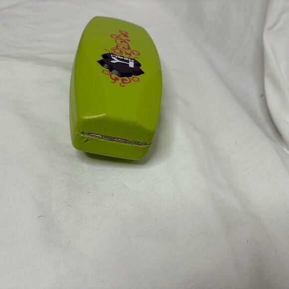 KOALI Eyeglasses COFFIN Case HARD Green CLAMSHELL Red VELVET LINED Interior VTG - Picture 6 of 9